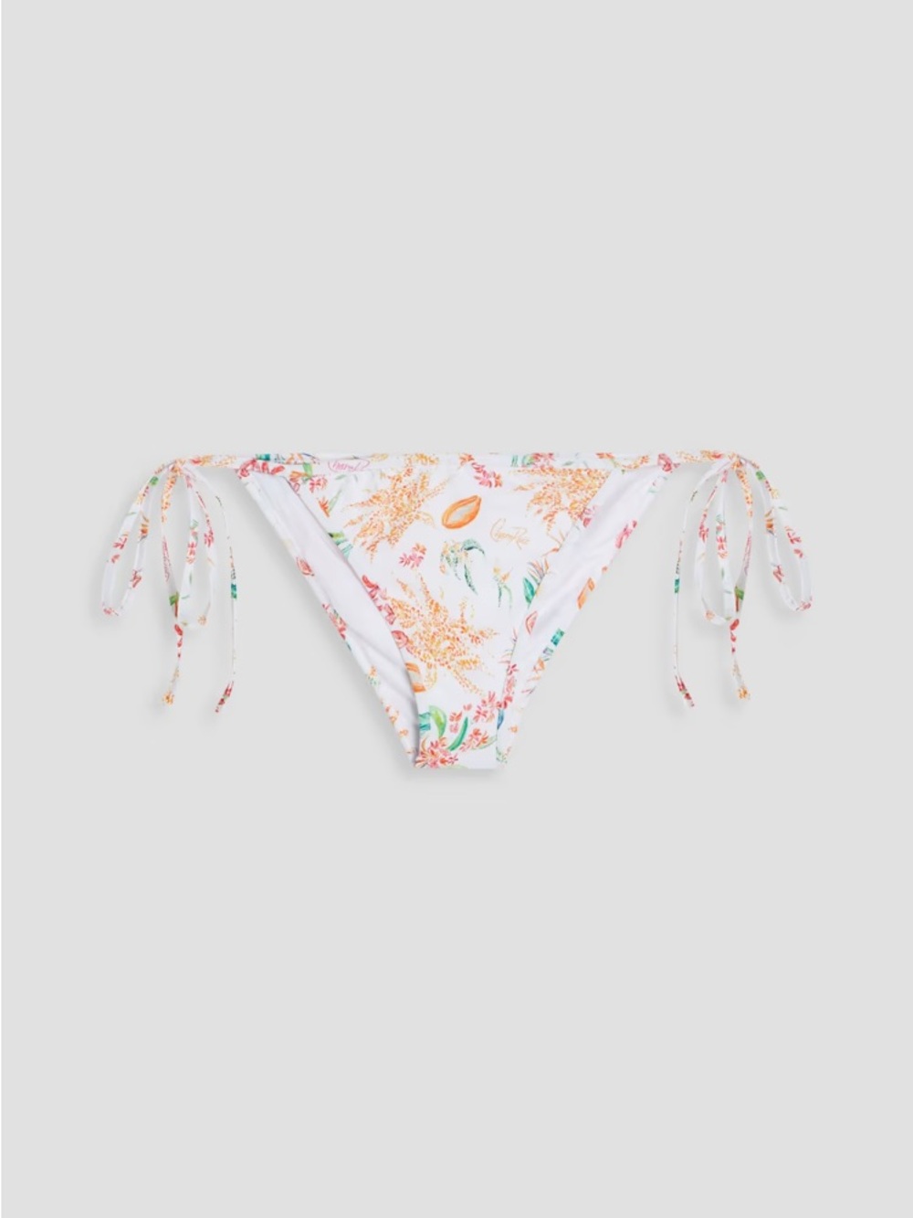 Charo Ruiz White Floral Tie-Side Bikini Bottoms with Multicolor Print